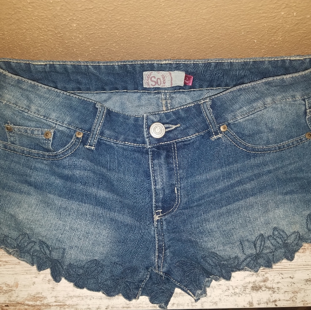 Embroidered Jean Shorts